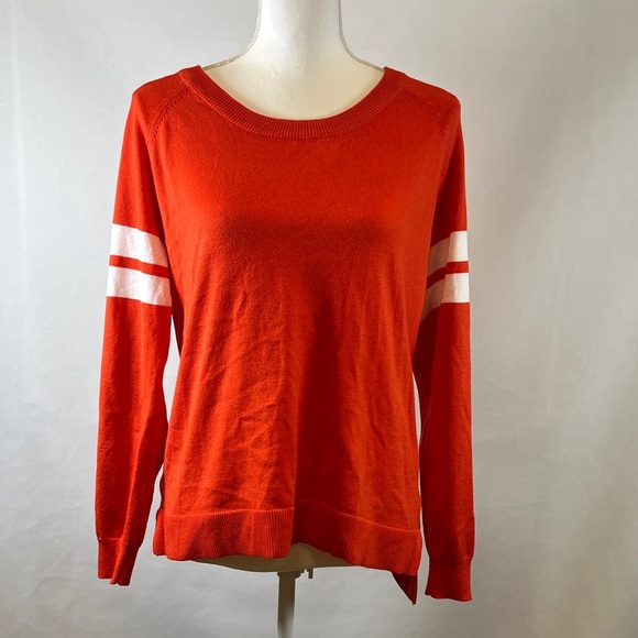 Hippie Rose Sweater Orange Long Sleeve Varsity Stripes Women’s M Preppy - Picture 1 of 7